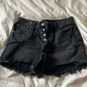 Aeropostale 90s High Rise Cut Off Black Jean Short